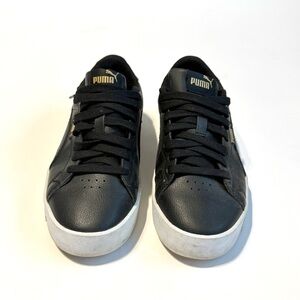 Puma Women’s Black Leather Sneakers Size 7 Casual Lace Up Shoes